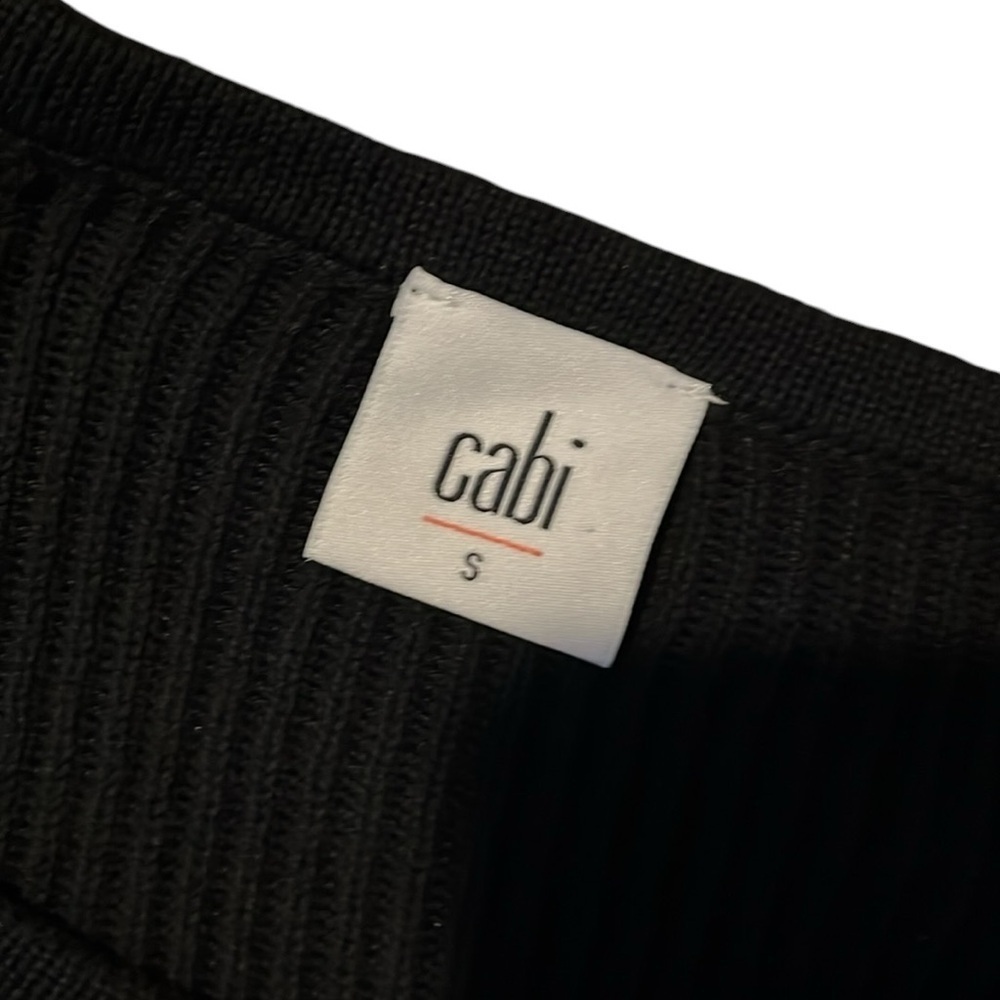CABI Solid Black Ribbed Cropped Pullover Crewneck Woman’s Sweater Size Small - Picture 5 of 7